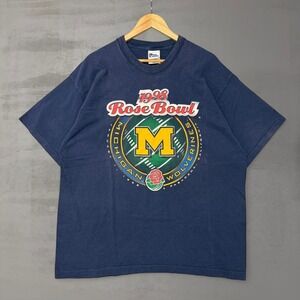Vintage‎ Michigan Wolverines 1998 Rose Bowl Navy Blue Tee Shirt XXL